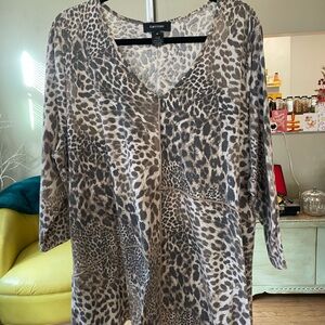 Karen Kane Animal Print Blouse in Black and Brown